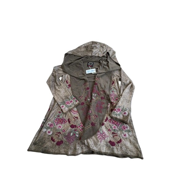 Johnny Was Biya XS JWLA Workshop Claudette Metallic Sweater Hooded Jacket $458 - Picture 10 of 16